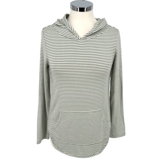 Market & Spruce Striped Hoodie Pullover Top White Green Size Small NWT - Picture 1 of 11